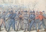 Frank Vizetelly Union Soldiers Attacking Confederate Prisoners in the Streets of Washington Spain oil painting artist